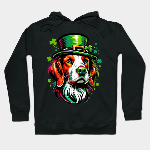 Brittany Dog Celebrates Saint Patrick's Day Hoodie by ArtRUs